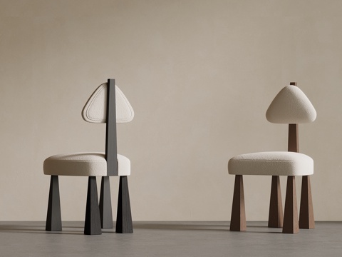 中古风椅子 餐椅su模型