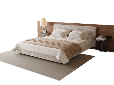  现代双人床 床头柜3d模型 