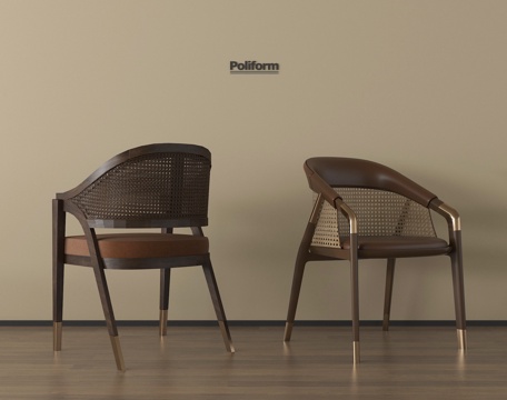 侘寂中古餐椅 单椅 休闲椅su模型