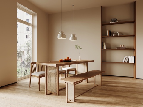 新中式餐桌椅su模型