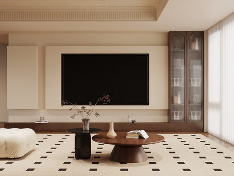 中古风电视背景墙su模型