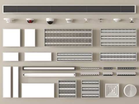 现代格栅灯 空调出风口 排气口 铝扣板su模型