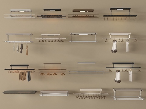 现代简约晾衣架 隐形晾衣架 升降式晾衣架su模型