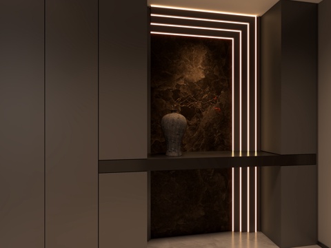 现代入户玄关过道背景su模型