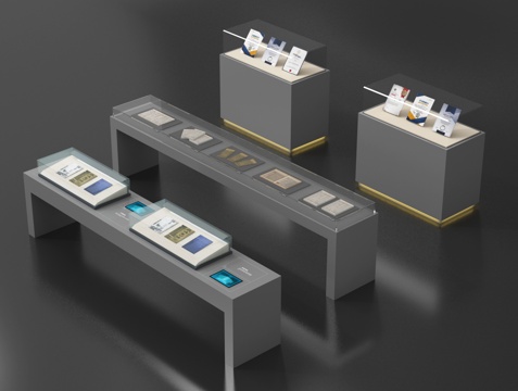 现代展台 展柜 博物馆展台 文物展台 玻璃柜su模型