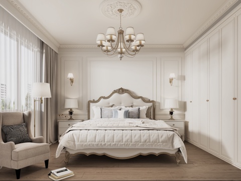  法式主卧 法式卧室 欧式主卧 欧式卧室 美式卧室3d模型 