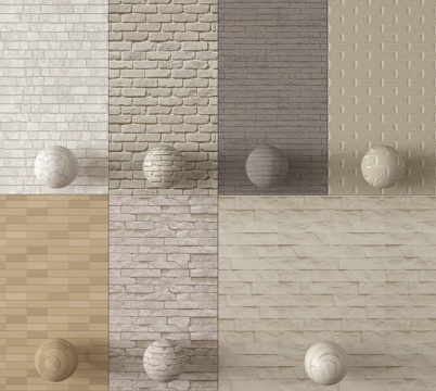 现代砖墙 石材  毛石 现代砖su模型