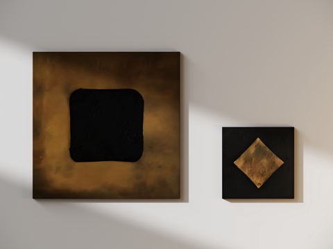 现代中古组合挂画su模型