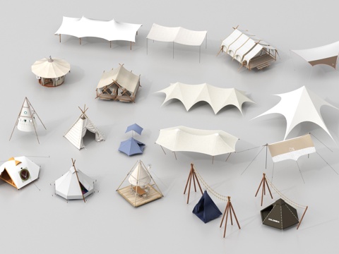 现代露营帐篷 露营器材 天幕su模型