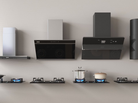 油烟机燃气灶厨具 烟机灶具su模型