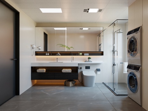  卫生间 意式卫生间 现代卫生间 奶油风卫生间 简约卫生间3d模型 