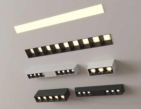 现代格栅灯 筒灯射灯 明装筒灯射灯su模型su模型