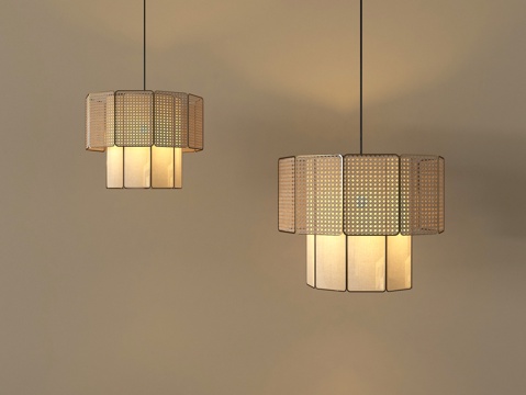 中古吊灯 装饰吊灯 藤编吊灯 艺术吊灯su模型