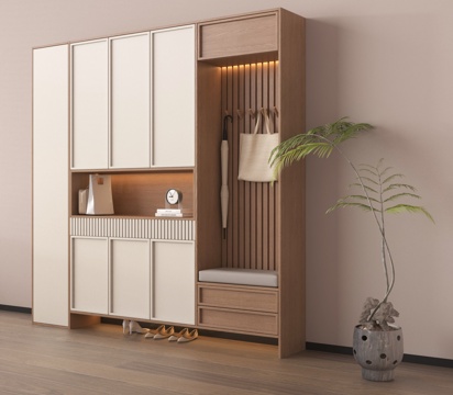 现代玄关鞋柜 鞋柜 换鞋凳 装饰柜 高柜su模型