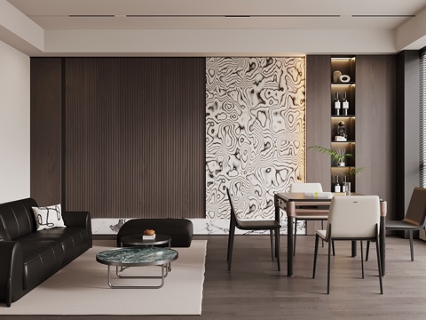 现代意式棋牌室 麻将房 娱乐室su模型