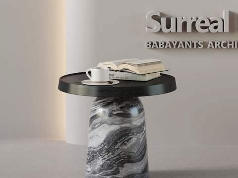 现代意式边几 大理石边几su模型