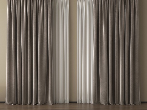 现代窗帘 纱帘 布帘 褶帘su模型