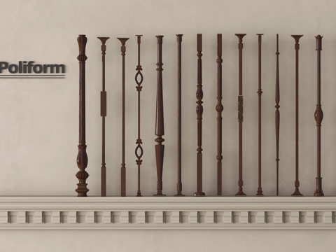 简欧雕花栏杆 栅栏 铁艺栏杆 扶手 铁艺楼梯栏杆组合su模型