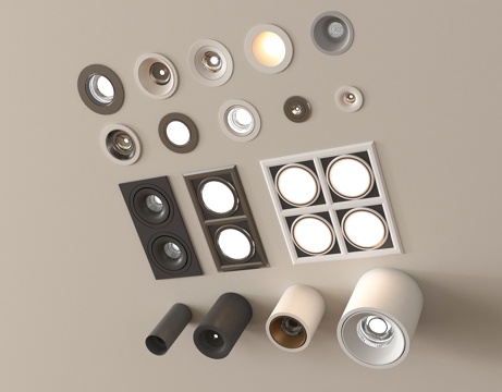 现代筒灯射灯 嵌入式筒灯射灯 明装筒灯射灯su模型