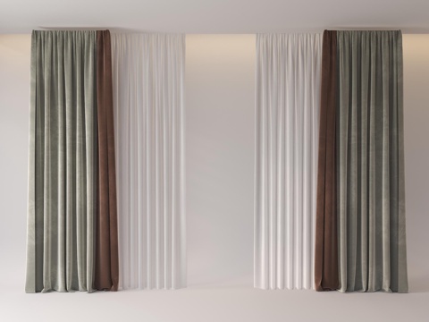 侘寂风窗帘 奶油风窗帘 纱帘 窗帘 布艺窗帘 毛绒窗帘 客厅su模型