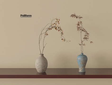 新中式花瓶花艺 陶瓷花瓶 花艺摆件su模型