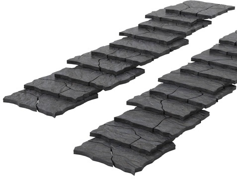 现代石板铺地 景观路面 石材路面 石材台阶su模型