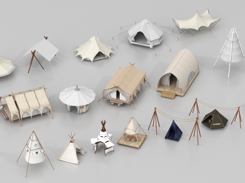 现代露营帐篷 露营器材 天幕 张拉膜su模型