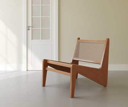 中古实木休闲椅su模型