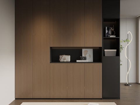 意式极简玄关柜 入户鞋柜 玄关背景su模型