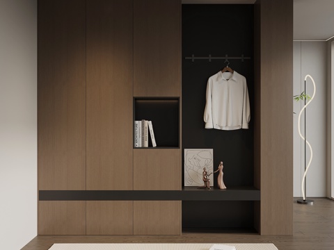 意式极简玄关柜 入户鞋柜玄关背景su模型