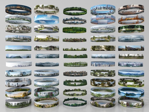 现代其他材质 环绕背景 户外背景 城市背景 环境贴图su模型