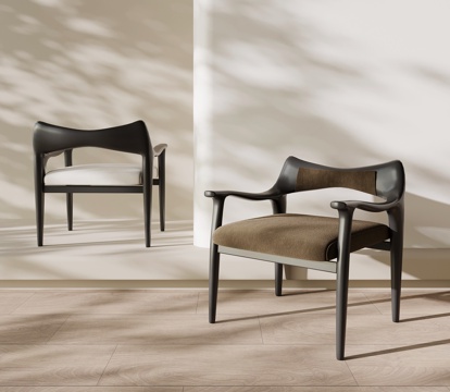 法式复古休闲椅 餐椅 茶椅su模型