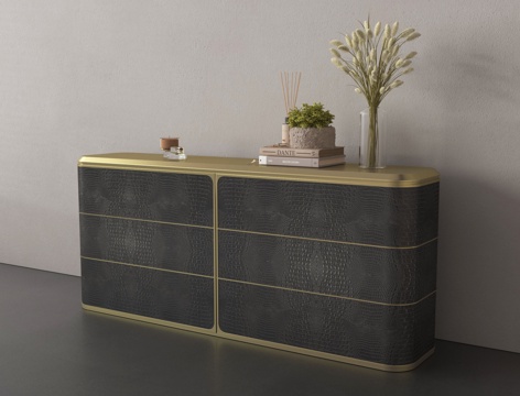 现代轻奢五斗柜 玄关柜 摆件su模型