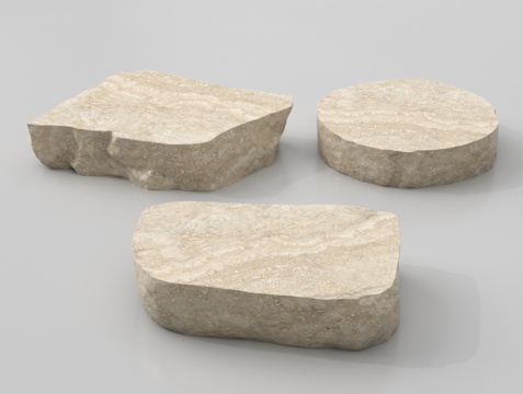 现代石头茶几 大理石 岩石su模型