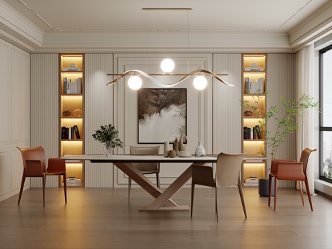  现代轻奢餐厅3d模型 