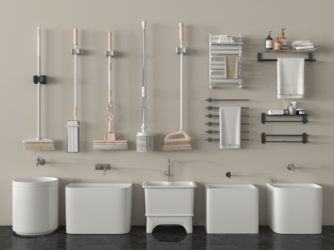 拖把池 拖布池 墩布池 拖把 卫浴小件su模型