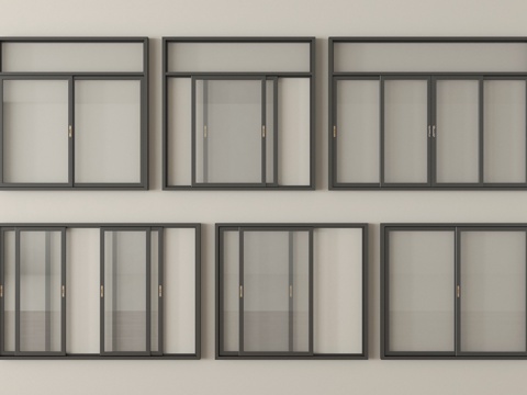 现代窗组合 推拉窗 飘窗 阳台窗su模型