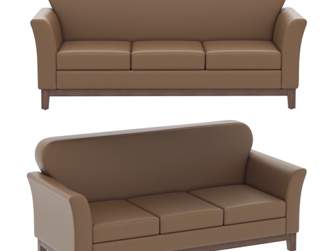 现代三人沙发 接待沙发 休闲沙发 等候沙发 办公沙发 皮质沙su模型