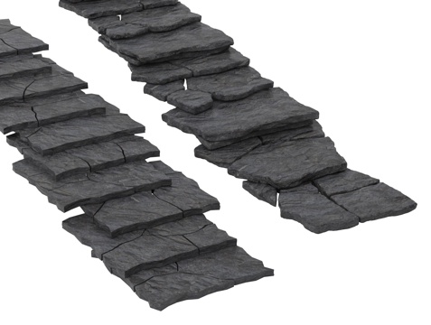 现代石板铺地 景观路面 石材台阶su模型