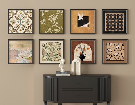 法式中古挂画 装饰画 装饰柜su模型