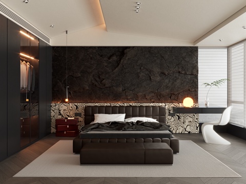 现代意式卧室su模型