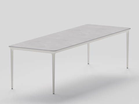 DEDON - 现代户外桌 长桌 八人桌 岩板大理石餐桌su模型