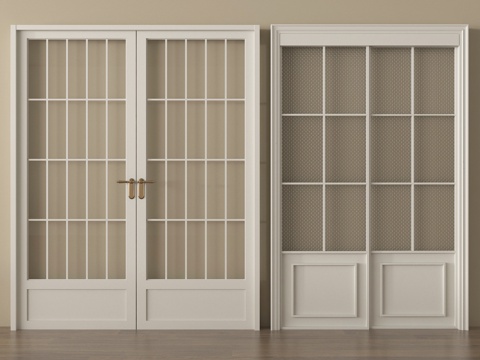 法式双开门 玻璃门 厨卫门 阳台门su模型