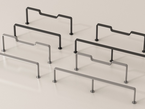  现代铁艺栏杆 围栏 金属栅栏 防护栏扶手围挡3d模型 