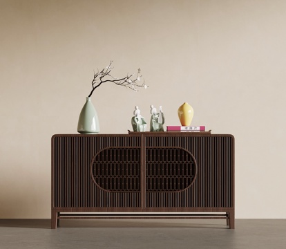 新中式玄关柜 茶水柜su模型