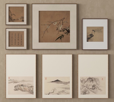  新中式挂画 装饰挂画 字画 国画3d模型 