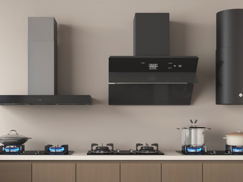 油烟机燃气灶厨具 烟机灶具su模型