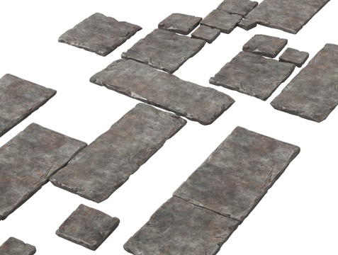 现代汀步 石头 条石 石块 青石板su模型