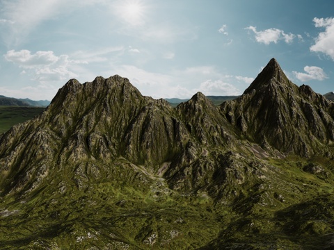  现代山峰 山脉 山峦 山谷 高山3d模型 