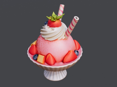一杯草莓冰淇淋su模型